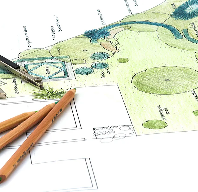 Impressionen der Park & Garten GmbH: Landschaftsplan mit Stiften